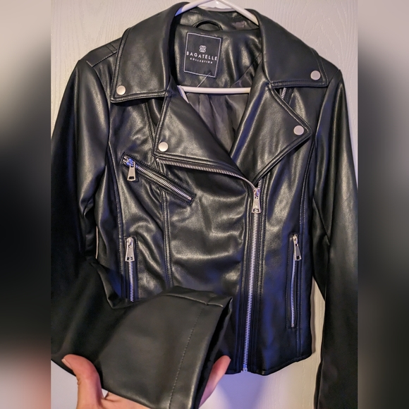 NWT BAGATELLE BLACK PLEATHER MOTO JACKET - Picture 14 of 14